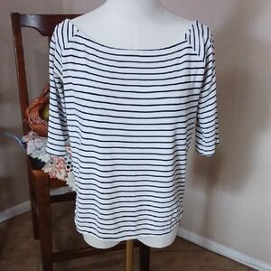 Lara Knit- Striped Boat Neck Top